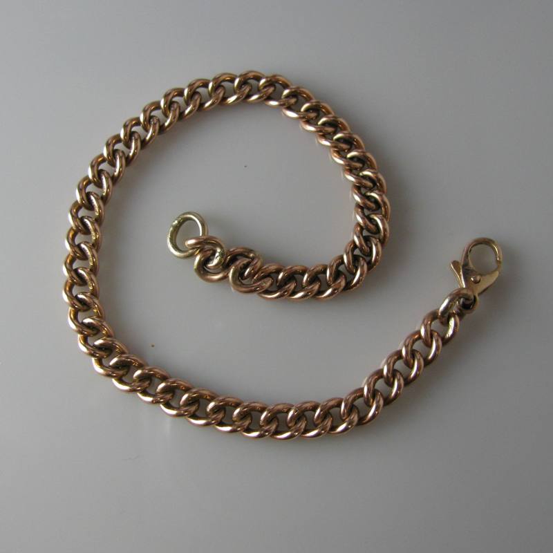 Rose Gold Curb Link Bracelet In 9k The Antiques Room Rose Gold Curb Link Bracelet In 9k