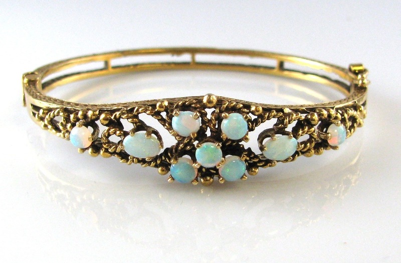 Vintage Opal And Gold Bangle The Antiques Room Opal Bracelet Bangle Gold Fine Jewellery