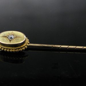 Antique 9k Gold Diamond Lapel Pin