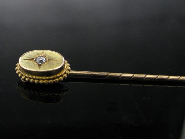 Antique 9k Gold Diamond Lapel Pin