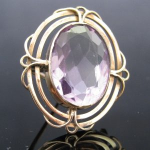 Antique 15k Gold Amethyst Brooch