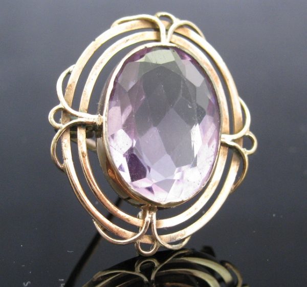 Antique 15k Gold Amethyst Brooch