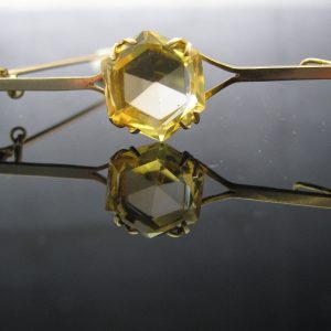 Victorian Style Bar Brooch with Citrine Stone