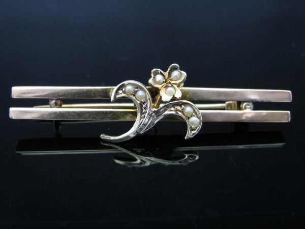 Antique Edwardian Pearl Bar Pin Brooch