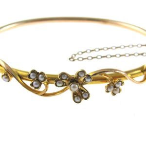 Victorian Gold Bangle with Seed Pearls