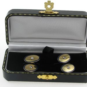 Gents 18k Gold Enamel Diamond Cufflinks