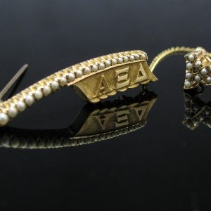 14k Gold Quill Badge with Seed Pearl