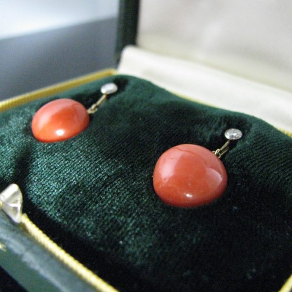 Coral Earrings, Coral And Diamond Earrings, Fine Jewellery, Jewellery Shop, Jewellers, Galway