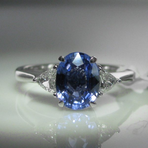 SOLD – Ceylon Sapphire and Diamond Ring – Certified | The Antiques Room