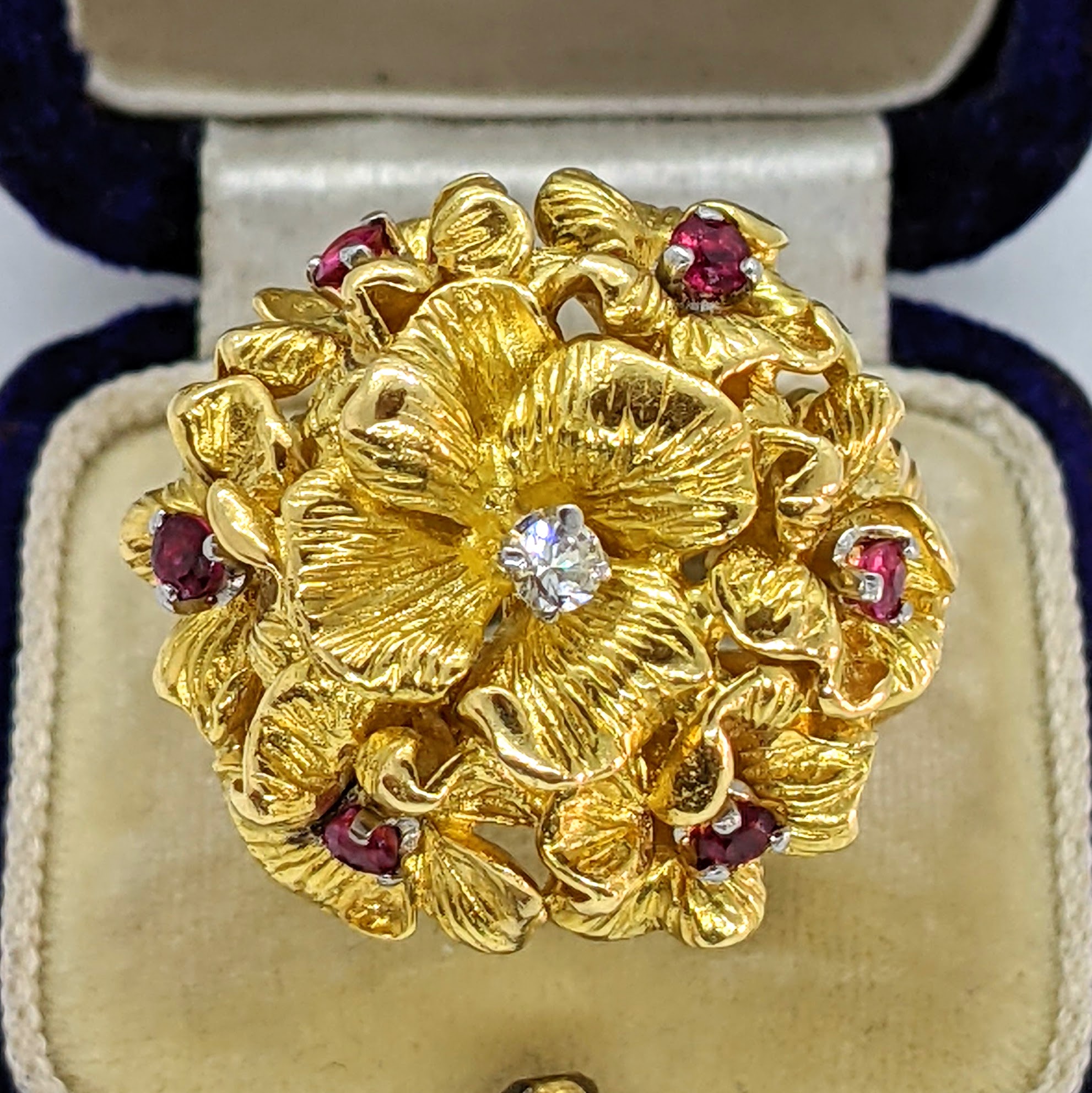 Vintage Cocktail Ring with Rubies Diamond The Antiques Room