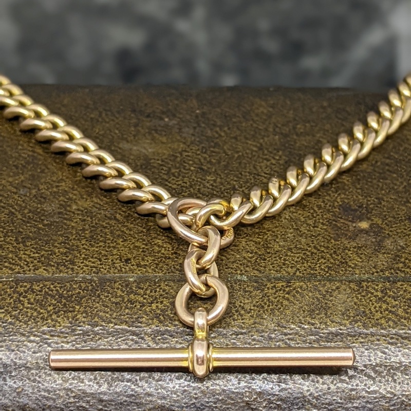 Edwardian Albert Chain in Solid 9k Rose 