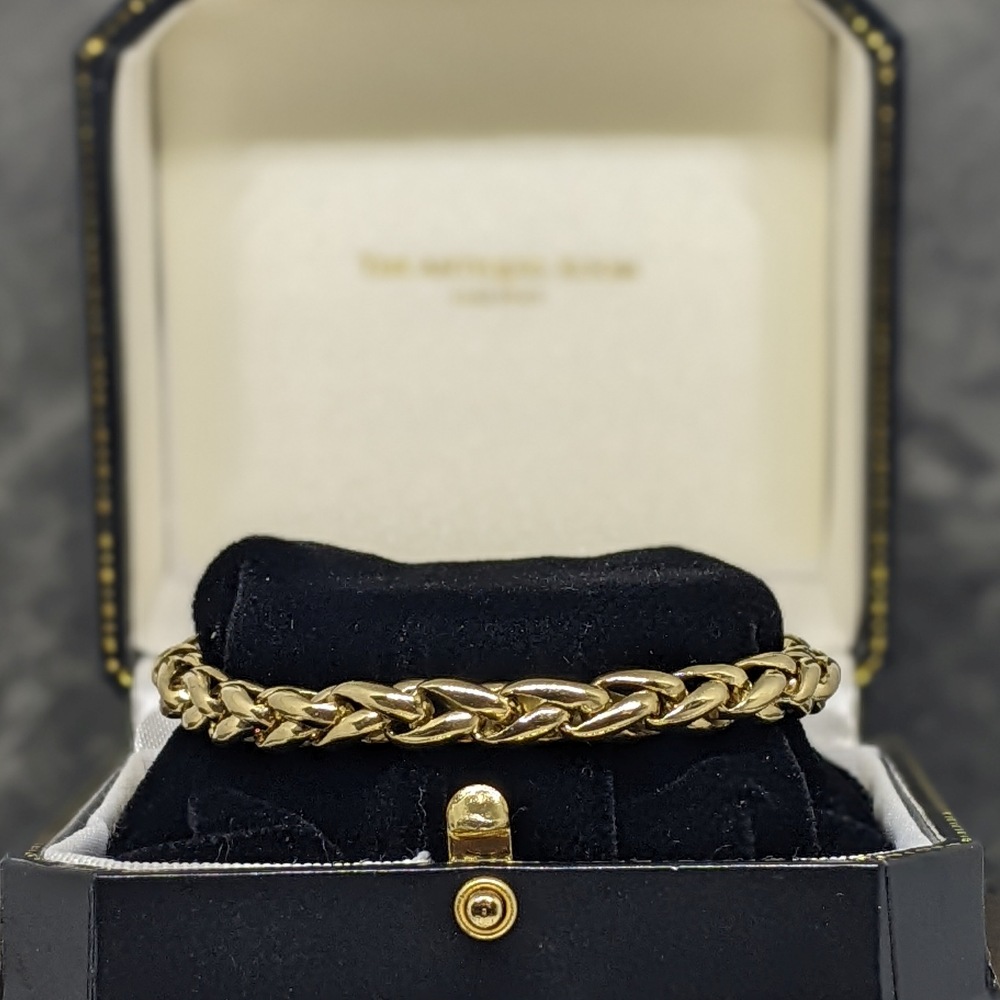 Vintage 14k Wheat Link Gold Bracelet - The Antiques Room