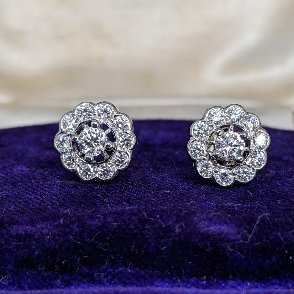 Diamond Cluster Earrings in 18k Gold