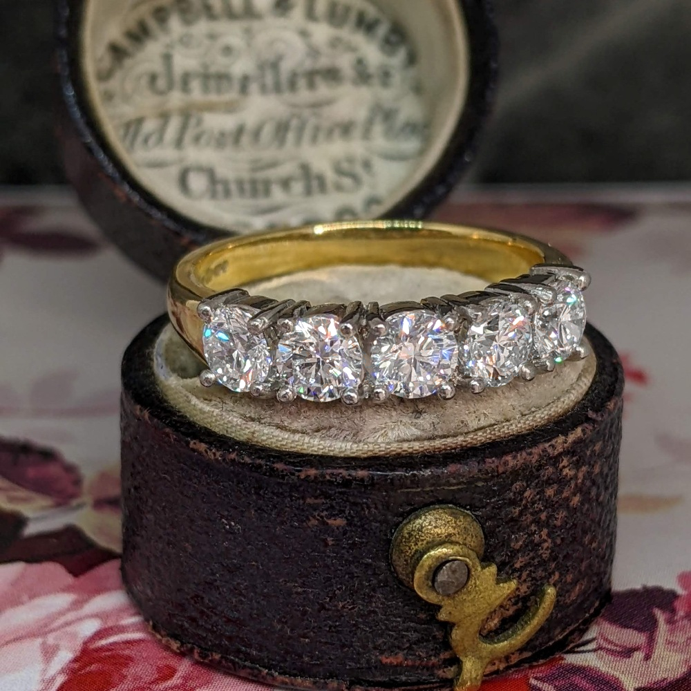 5 stone diamond ring platinum deals