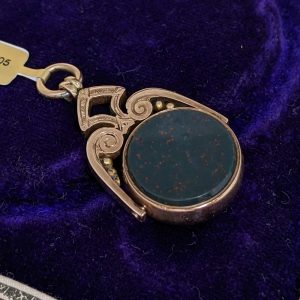 Antique Carnelian and Bloodstone Fob in 9k Gold - 1905