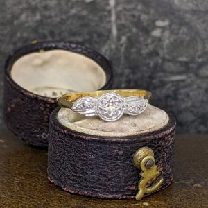 Antique Three Stone Diamond Ring - 18k and Platinum