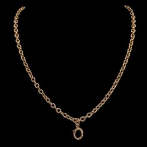 Antique Oval Link Chain With Charm Holder in 9k Gold