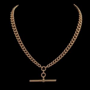 Heavy Antique T Bar Necklace in 9k Gold