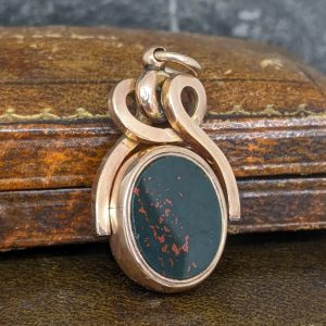 Antique Bloodstone and Sardonyx Fob Locket in 9k Gold