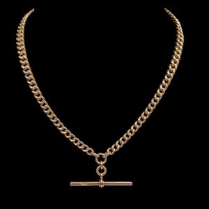 Antique Necklace With T Bar in 9k Gold - 16.5"