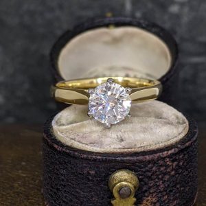 1.0ct Diamond Solitaire Ring in 18k Yellow Gold and Platinum