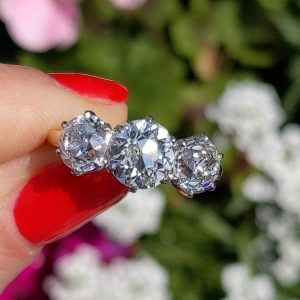 Outstanding Three Stone Old Cut Diamond Ring - 3.58cts