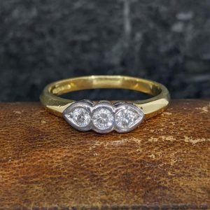 Bezel Set Diamond Trilogy Ring in 18k Gold - 0.33cts