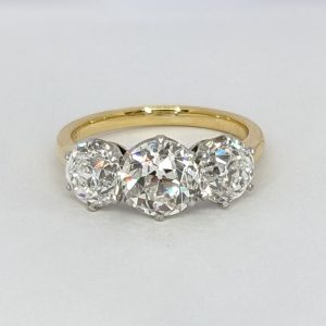 Outstanding Three Stone Old Cut Diamond Ring - 3.58cts