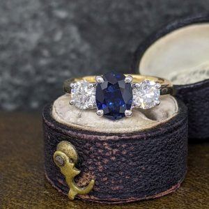 Classic Sapphire and Diamond Three Stone Ring