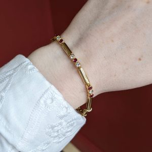 Vintage Ruby and Diamond Bracelet in 18k Gold