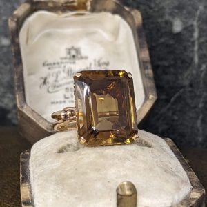 SOLD - Vintage Smoky Quartz Dress Ring in 18k Gold