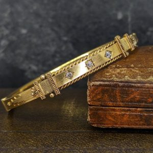 Victorian Diamond Set Bangle in 15k Gold - 1890!
