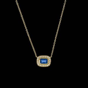 A Sapphire and Diamond Pendant in 18k Gold