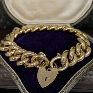 SOLD - Vintage Chunky Curb Link Bracelet in 9k Yellow Gold