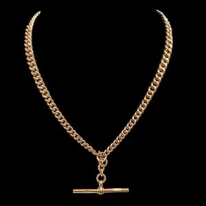 Antique T Bar Necklace in 9k Gold - 15.25"
