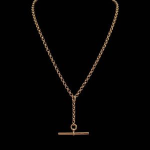 Vintage Belcher Link Chain with T Bar in 9k Gold - 16.5"