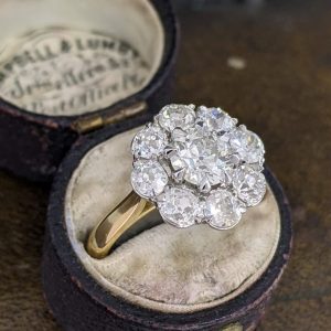 Old Cut Diamond Cluster Ring in 18k Gold and Platinum - 2.35ct