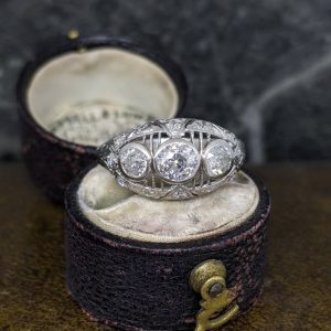 Antique Diamond Bombe Ring in Platinum