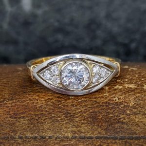 Mid-Century Diamond Dress Ring in 18k Gold and Platinum