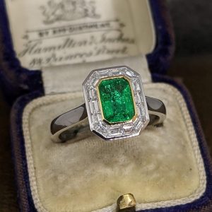 Emerald and Baguette Diamond Ring