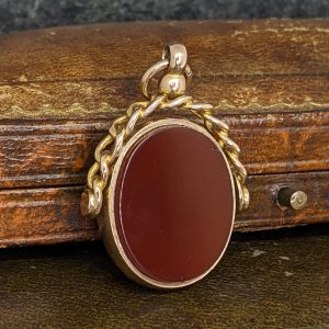 Antique Carnelian and Bloodstone Fob in 9k Gold - 1925
