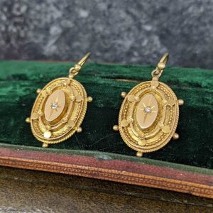 Antique Etruscan Revival Earrings in 15k Gold