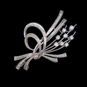 Vintage Diamond Brooch 18K Gold