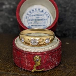 Antique Three Stone Ring - 0.4cts Old Cut Diamonds
