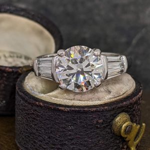 Stunning 2.35ct Diamond Solitaire Ring with Baguette Shoulders