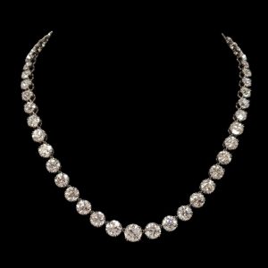 Exceptional Old European Cut Diamond Revière Necklace. 39.4 Carat