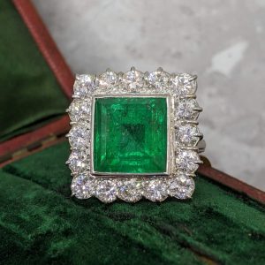 Impressive 7.8ct Emerald and Diamond Ring in Platinum