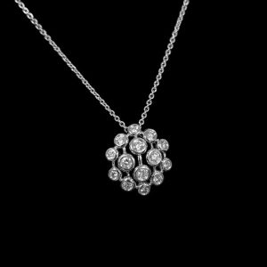 Stylish Diamond Cluster Pendant in 18k Gold