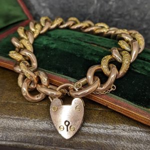 Antique 'Night and Day' Curb Link Bracelet - 9k Gold