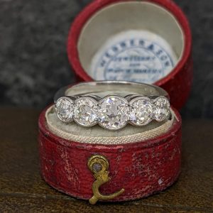 Five Stone Old Cut Diamond Ring in Platinum - 1.55cts